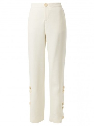 WALES BONNER Buttoned ivory wool-blend trousers ~ side detail pants - flipped