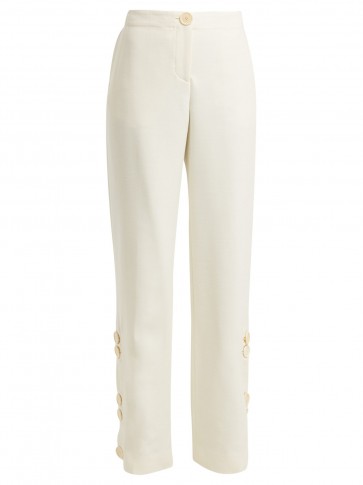 WALES BONNER Buttoned ivory wool-blend trousers ~ side detail pants