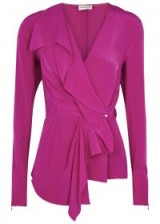 BY MALENE BIRGER Drapilia fuchsia silk shirt – purple ruffled blouse