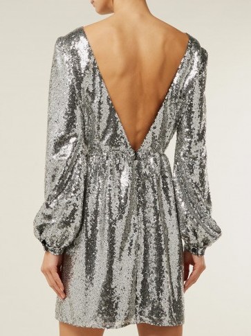SALONI Camille silver sequinned mini dress ~ deep V-back - flipped