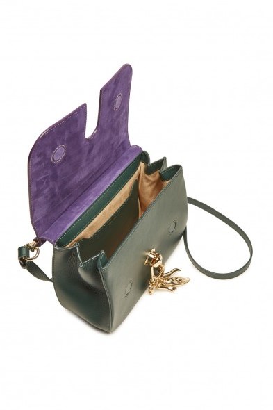 CARVEN Big Sac Charms Purple Suede and Green Leather Handbag - flipped