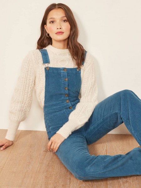 Reformation Cassidy Overall Rain ~ blue cord dungerees