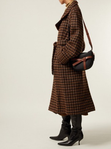 LEMAIRE Brown checked cotton-blend coat ~ waist tie winter coats - flipped