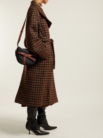 LEMAIRE Brown checked cotton-blend coat ~ waist tie winter coats