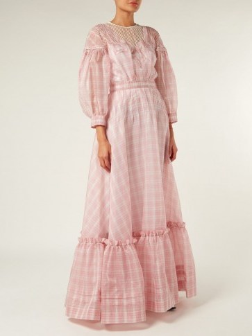CALVIN KLEIN 205W39NYC Pink Checked silk-organza gown / romantic checks - flipped