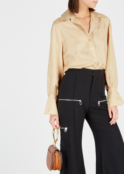 Chloé Light sand jacquard shirt – luxe natural toned blouse