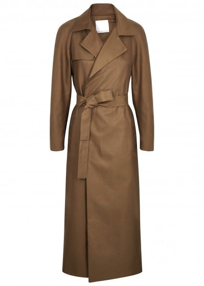 CHRISTOPHER ESBER Transit Redux oak twill trench coat ~ brown wrap style winter coats - flipped