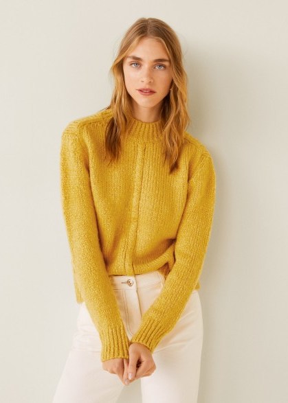 MANGO Chunky-knit yellow sweater - flipped