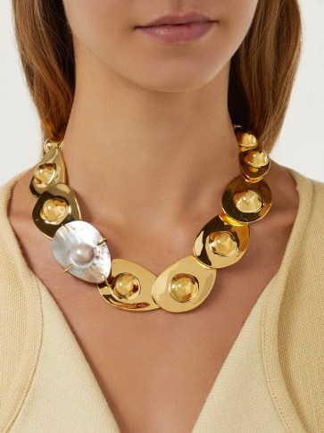 LIZZIE FORTUNATO Clam pearl & gold-plated necklace ~ sea/ocean inspired jewellery - flipped
