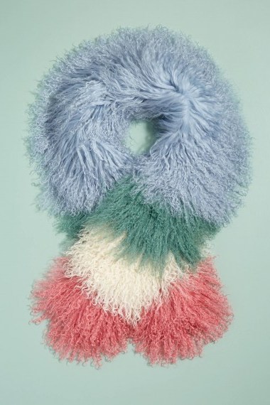 Anthropologie Colourblocked-Textured Scarf | multicoloured shaggy winter scarves - flipped