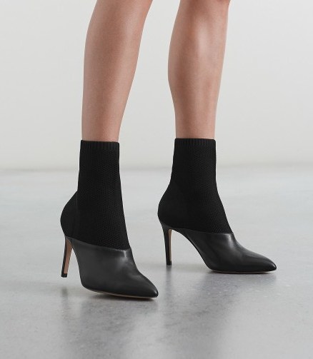 REISS KNITTED ANKLE BOOTS BLACK ~ contemporary booties - flipped