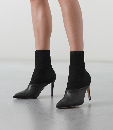 REISS KNITTED ANKLE BOOTS BLACK ~ contemporary booties