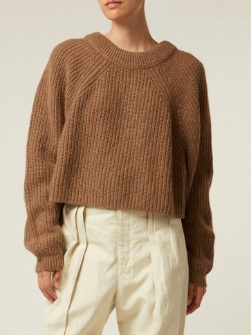 LEMAIRE Brown cropped yak and alpaca-blend sweater - flipped