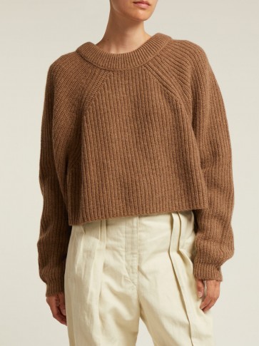 LEMAIRE Brown cropped yak and alpaca-blend sweater