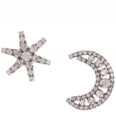 JENNIFER BEHR Crystal Moon and Star Mismatched Earrings – celestial jewellery – clear crystals