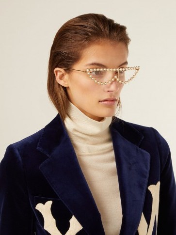 GUCCI Crystal-embellished cat-eye glasses ~ luxe eyewear - flipped