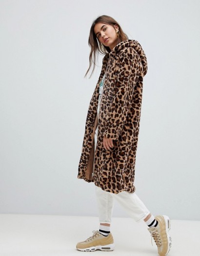 Daisy Street coat in leopard faux fur – brown animal prints