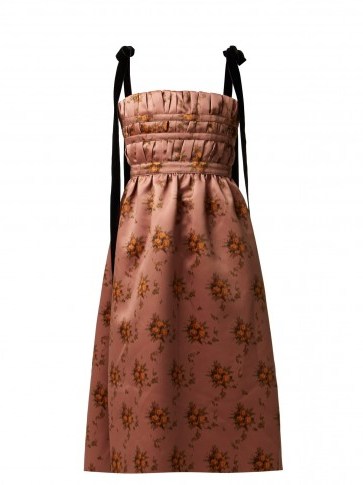 BROCK COLLECTION Dasha floral-print satin dress ~ feminine pleated bodice - flipped