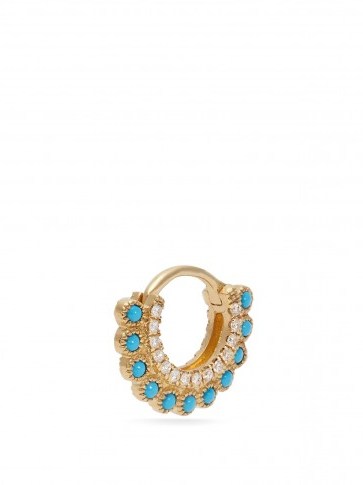MARIA TASH Diamond, opal, turquoise and gold double sided single earring ~ small luxe jewellery - flipped