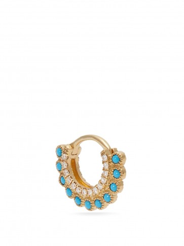 MARIA TASH Diamond, opal, turquoise and gold double sided single earring ~ small luxe jewellery