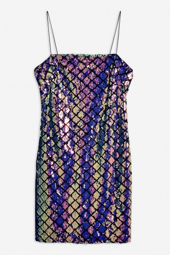 TOPSHOP Diamond Sequin Slip Dress in Blue – sparkly cami dress