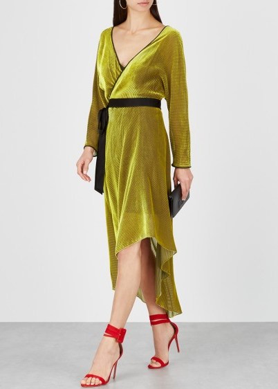 DIANE VON FURSTENBERG Eloise gold devoré wrap dress ~ glamorous event clothing - flipped
