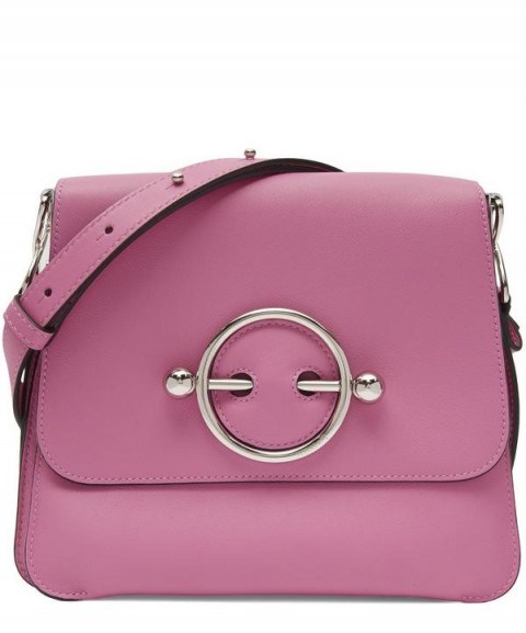 JW ANDERSON Disc Bag in Camellia – pink flap shoulder bag - flipped