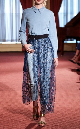 Rachel Comey Crystal Embellished Navy Tulle Maxi Skirt - flipped