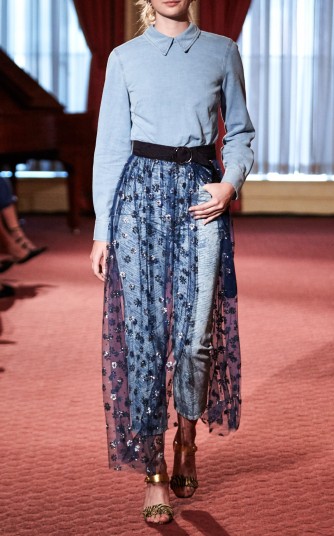 Rachel Comey Crystal Embellished Navy Tulle Maxi Skirt