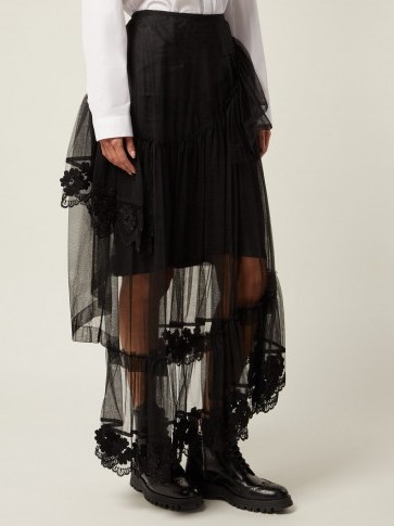 4 MONCLER SIMONE ROCHA Black Embroidered lace-trimmed tulle skirt - flipped