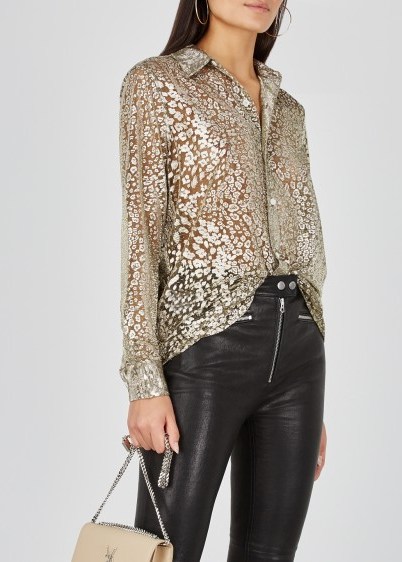 EQUIPMENT Essential leopard foil-print shirt ~ metallic animal prints - flipped