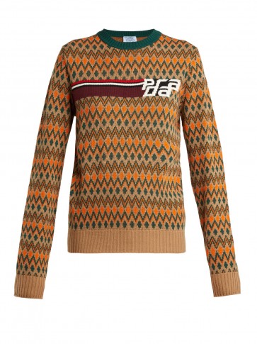 PRADA Fair Isle wool-blend logo sweater ~ Autumn colours