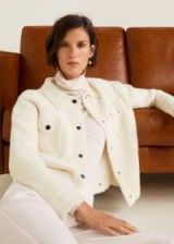 MANGO Faux fur pocket jacket in ivory white | casual luxe