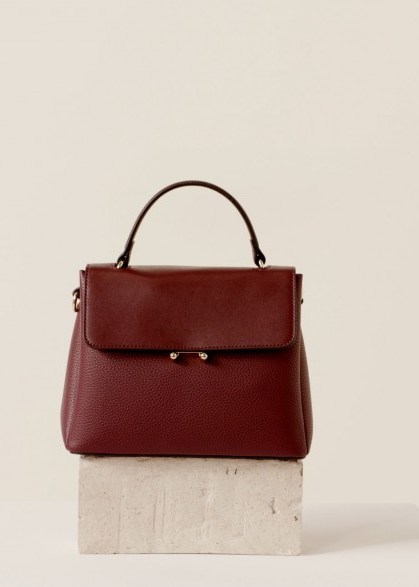 MANGO Flap cross-body bag in burgundy | chic & affordable retro handbag - flipped