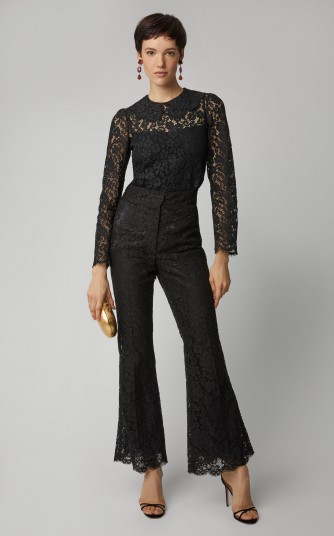 Dolce & Gabbana Flared High-Rise Lace Trousers in Black ~ feminine evening trousers
