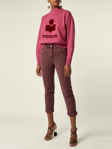 ISABEL MARANT ÉTOILE Fliff burgundy mid-rise slim-fit cropped jeans ~ coloured denim - flipped
