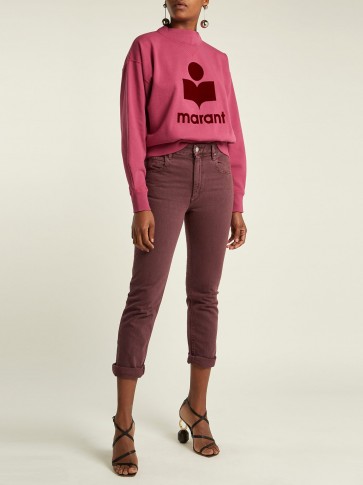 ISABEL MARANT ÉTOILE Fliff burgundy mid-rise slim-fit cropped jeans ~ coloured denim