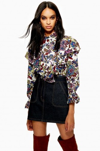 Topshop Floral Ruffle Blouse - flipped