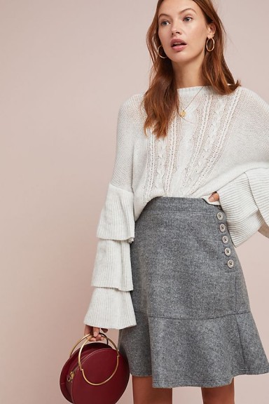 Maeve Flounced Yukon Skirt Light Grey ~ feminine design clothing