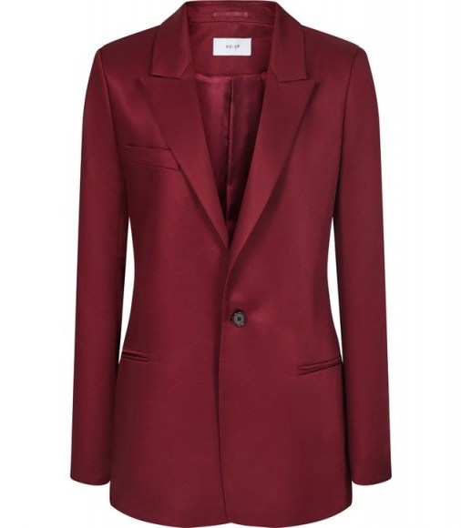 FREJA BOYFRIEND FIT BLAZER BERRY ~ dark-red tailored jacket - flipped