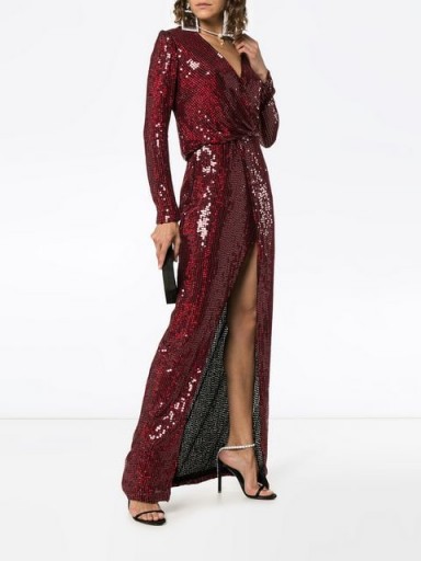 GALVAN Vera Red Sequin and Silk Maxi Dress / shimmer and shine