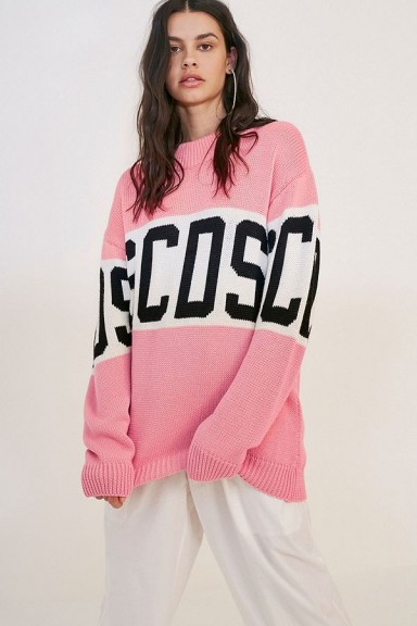 GCDS Pink Logo Jumper – slouchy oversized knitwear