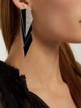 SAINT LAURENT Geometric crystal-embellished clip-on earrings in black / large deco clips