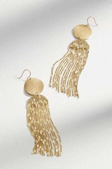 Anthropologie Golden Light Drop Earrings | glamorous party jewellery - flipped