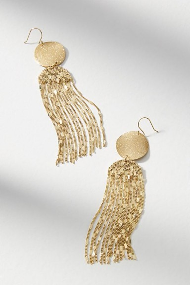 Anthropologie Golden Light Drop Earrings | glamorous party jewellery