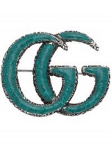 GUCCI Enameled Double G brooch – designer logo jewellery
