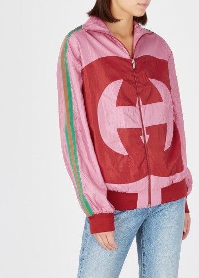 GUCCI Pink logo shell jacket – lightweight sporty jackets - flipped
