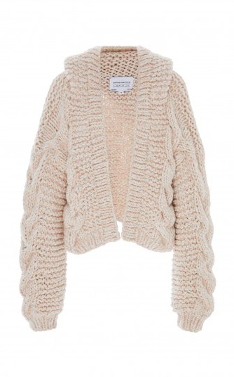 I Love Mr. Mittens Hooded Cable-Knit Wool Bomber ~ soft chunky knits - flipped