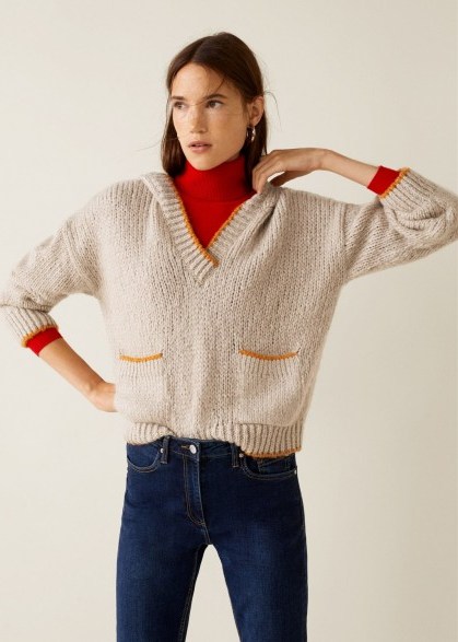 MANGO Hooded knit sweater in ecru – WEEKEND | retro knitwear - flipped