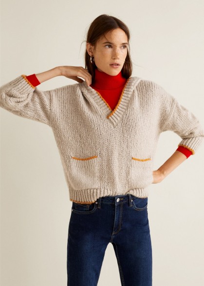 MANGO Hooded knit sweater in ecru – WEEKEND | retro knitwear